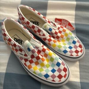 Pride, edition, rainbow, checkerboard slip-ons